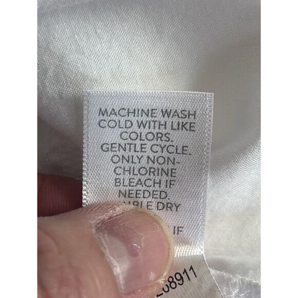 J.Jill Poplin Smocked Off The Shoulder 3/4 Poet Sleeve‎ White Blouse Size 2X - Picture 9 of 12